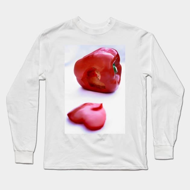 Red pepper with heart Long Sleeve T-Shirt by micklyn
